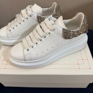 Alexander McQueen White Embellished Women's Sneakers Sz 37